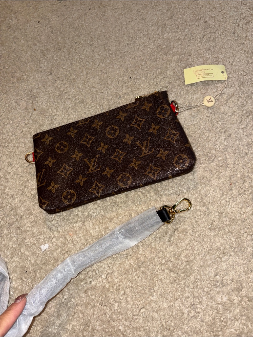 Brown Monogram Bag with Decorative Studs and Black Strap - Picture 2 of 8